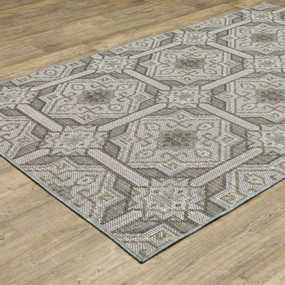 Cyprus Grey Blue Moroccan Trellis Indoor/Outdoor Rug