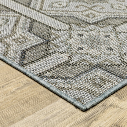 Cyprus Grey Blue Moroccan Trellis Indoor/Outdoor Rug