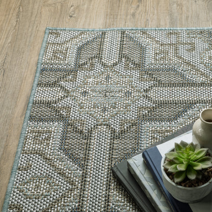 Cyprus Grey Blue Moroccan Trellis Indoor/Outdoor Rug