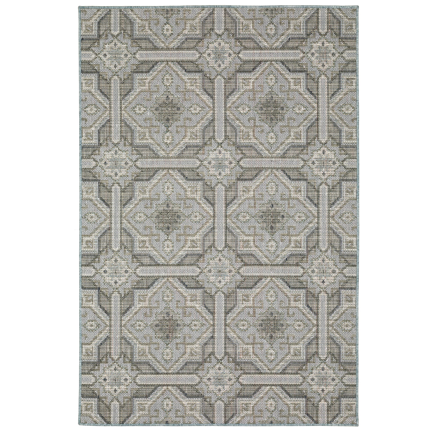 Cyprus Grey Blue Moroccan Trellis Indoor/Outdoor Rug