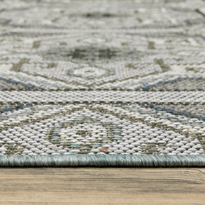 Cyprus Grey Blue Moroccan Trellis Indoor/Outdoor Rug