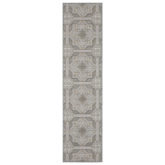 Cyprus Grey Blue Moroccan Trellis Indoor/Outdoor Rug