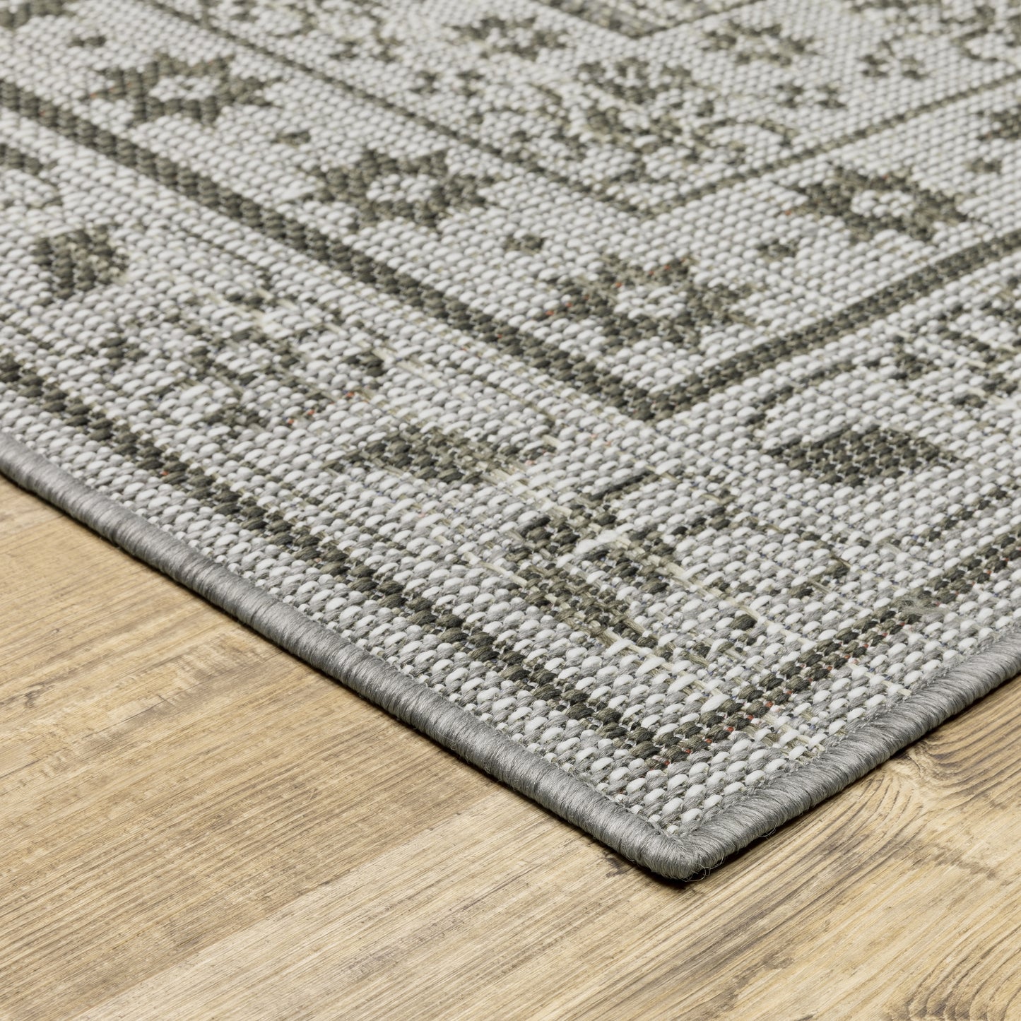 Cyprus Beige Grey Casual Border Indoor/Outdoor Rug