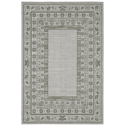 Cyprus Beige Grey Casual Border Indoor/Outdoor Rug