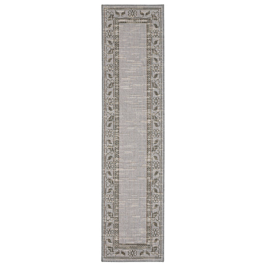 Cyprus Beige Grey Casual Border Indoor/Outdoor Rug