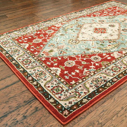 Dawson Rust Blue Traditional Oriental Indoor Rug