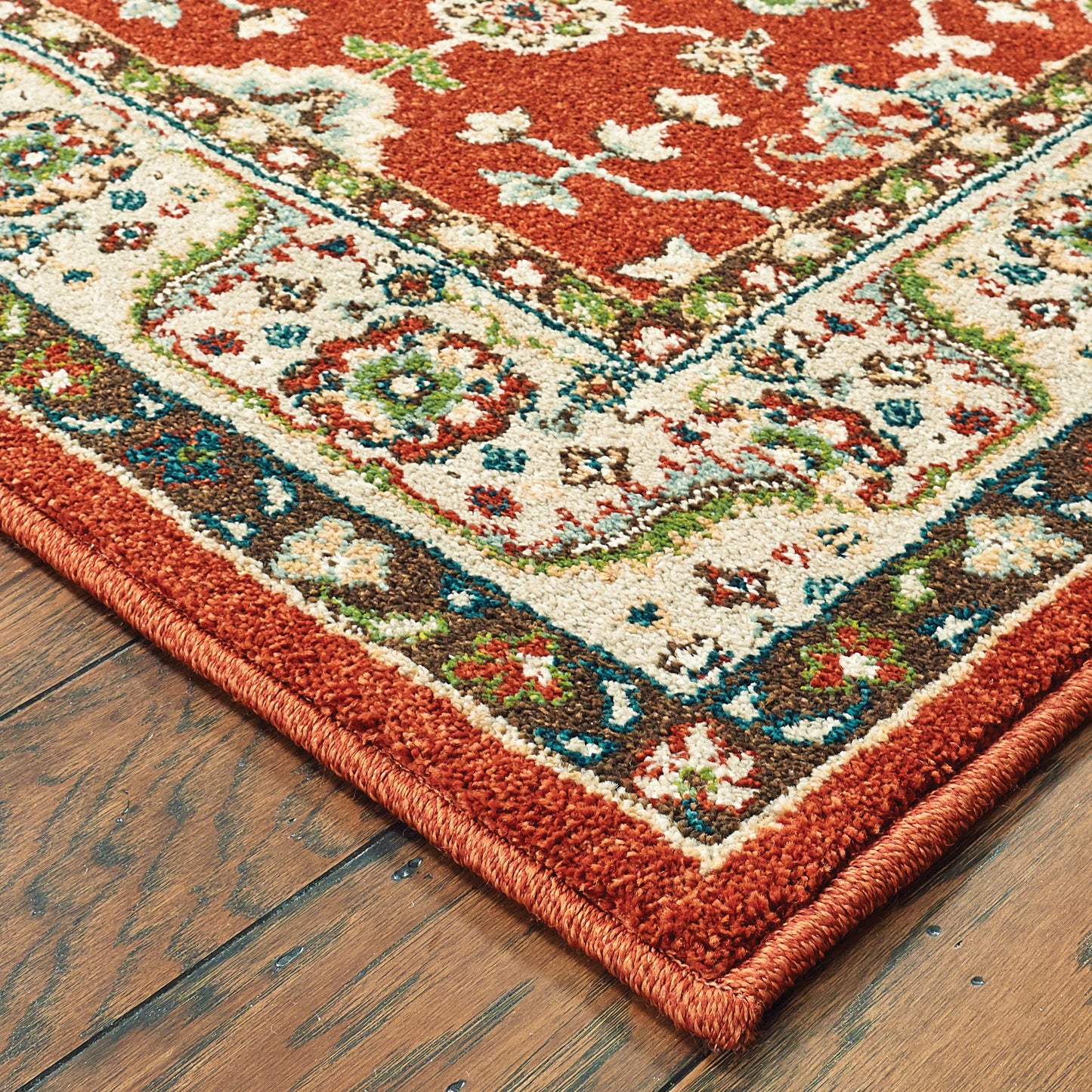 Dawson Rust Blue Traditional Oriental Indoor Rug