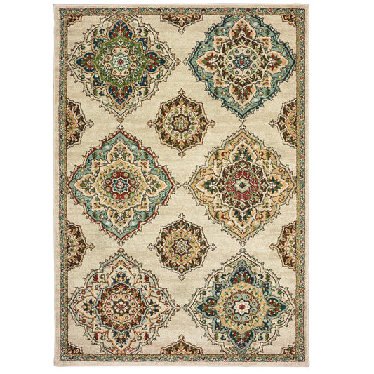 Dawson Beige Multi Traditional Geometric Indoor Rug