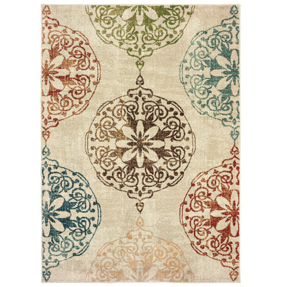 Dawson Beige Multi Modern & Contemporary Oriental Indoor Rug