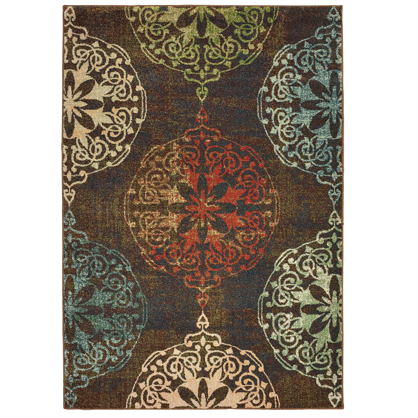 Dawson Brown Multi Casual Oriental Indoor Rug