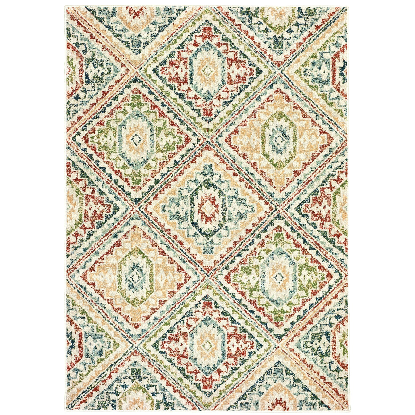 Dawson Ivory Multi Traditional Geometric Indoor Rug