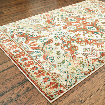 Dawson Rust Ivory Traditional Oriental Indoor Rug