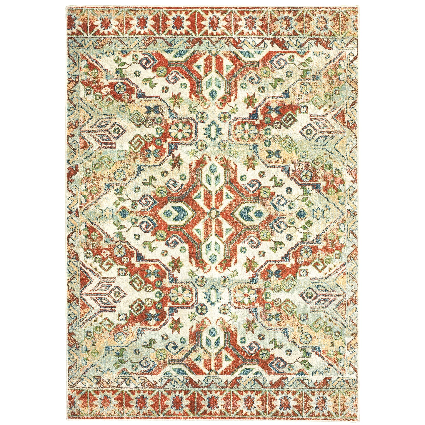 Dawson Rust Ivory Traditional Oriental Indoor Rug