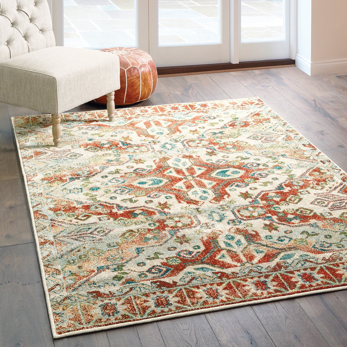 Dawson Rust Ivory Traditional Oriental Indoor Rug