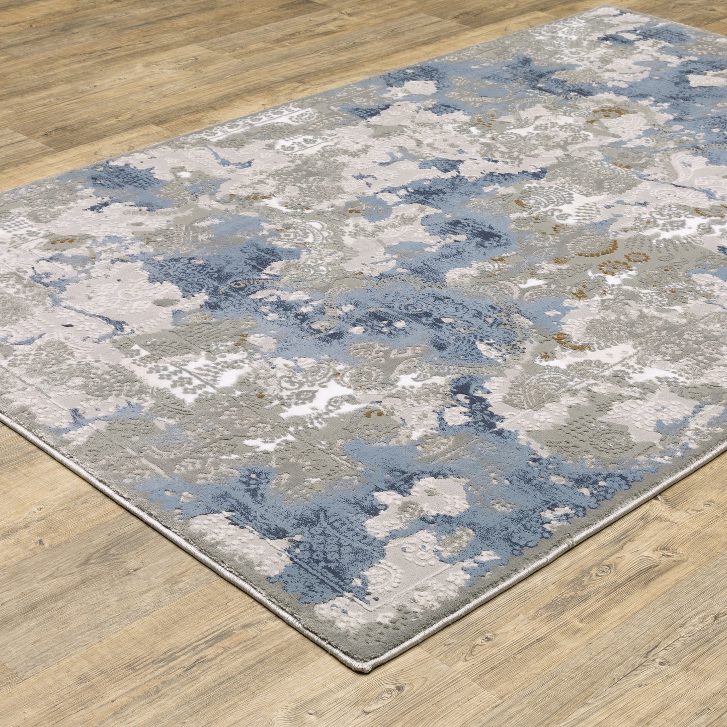 Easton Grey Blue Modern & Contemporary Abstract Indoor Rug