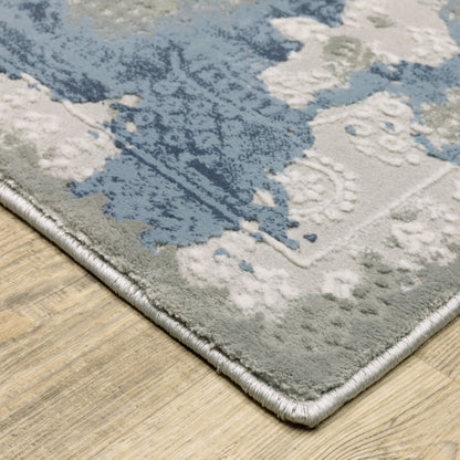 Easton Grey Blue Modern & Contemporary Abstract Indoor Rug