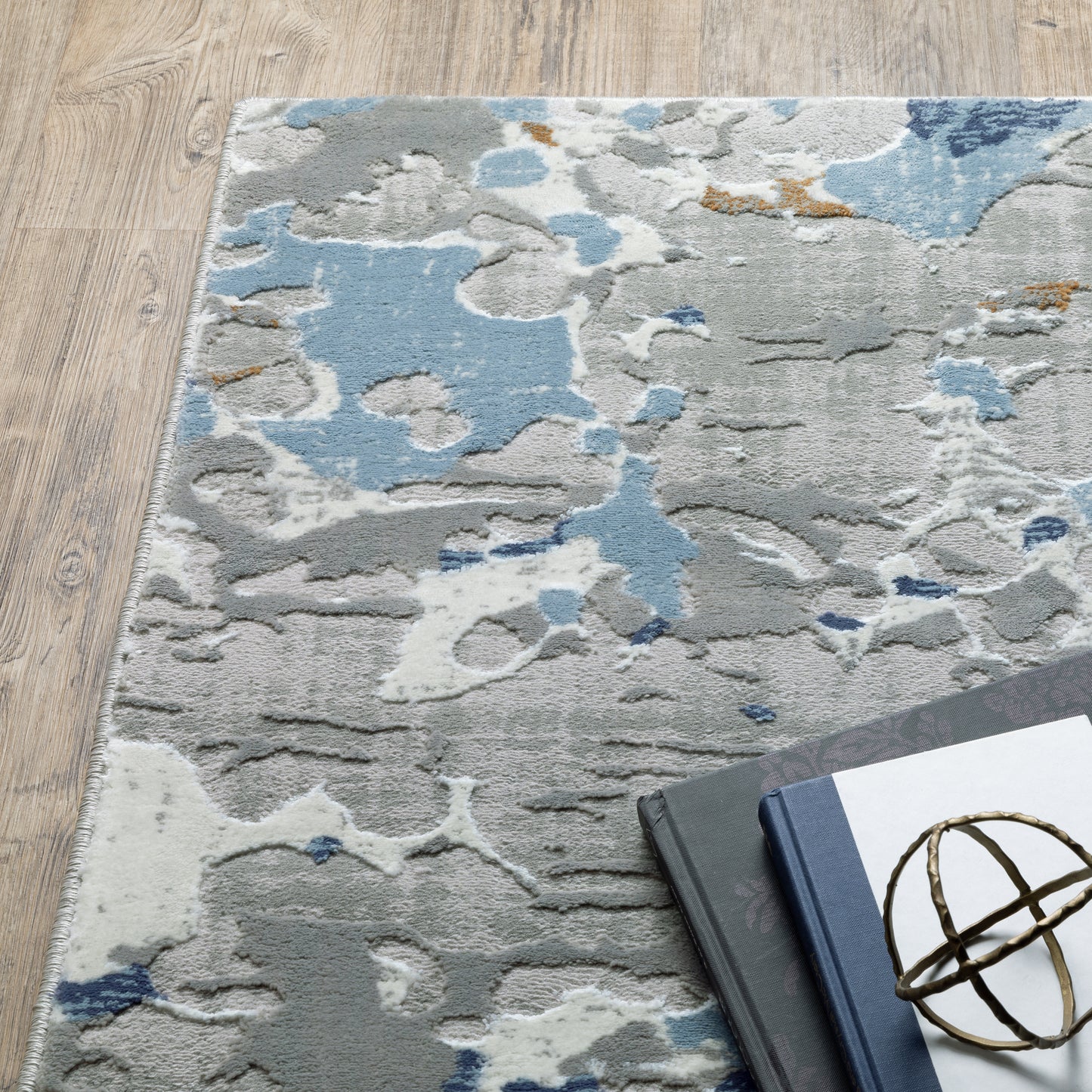 Easton Grey Blue Modern & Contemporary Abstract Indoor Rug