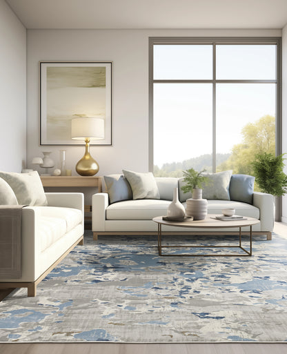 Easton Grey Blue Modern & Contemporary Abstract Indoor Rug