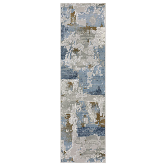 Easton Grey Blue Modern & Contemporary Abstract Indoor Rug