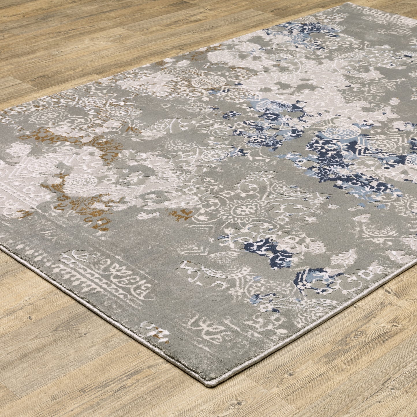 Easton Grey Blue Modern & Contemporary Abstract Indoor Rug