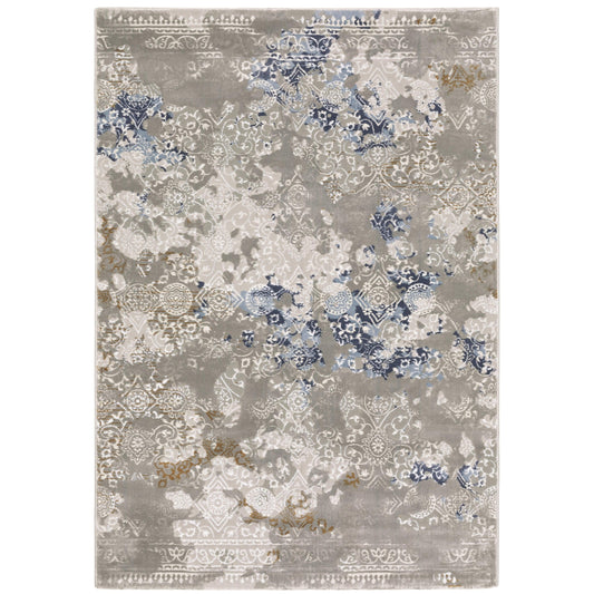 Easton Grey Blue Modern & Contemporary Abstract Indoor Rug