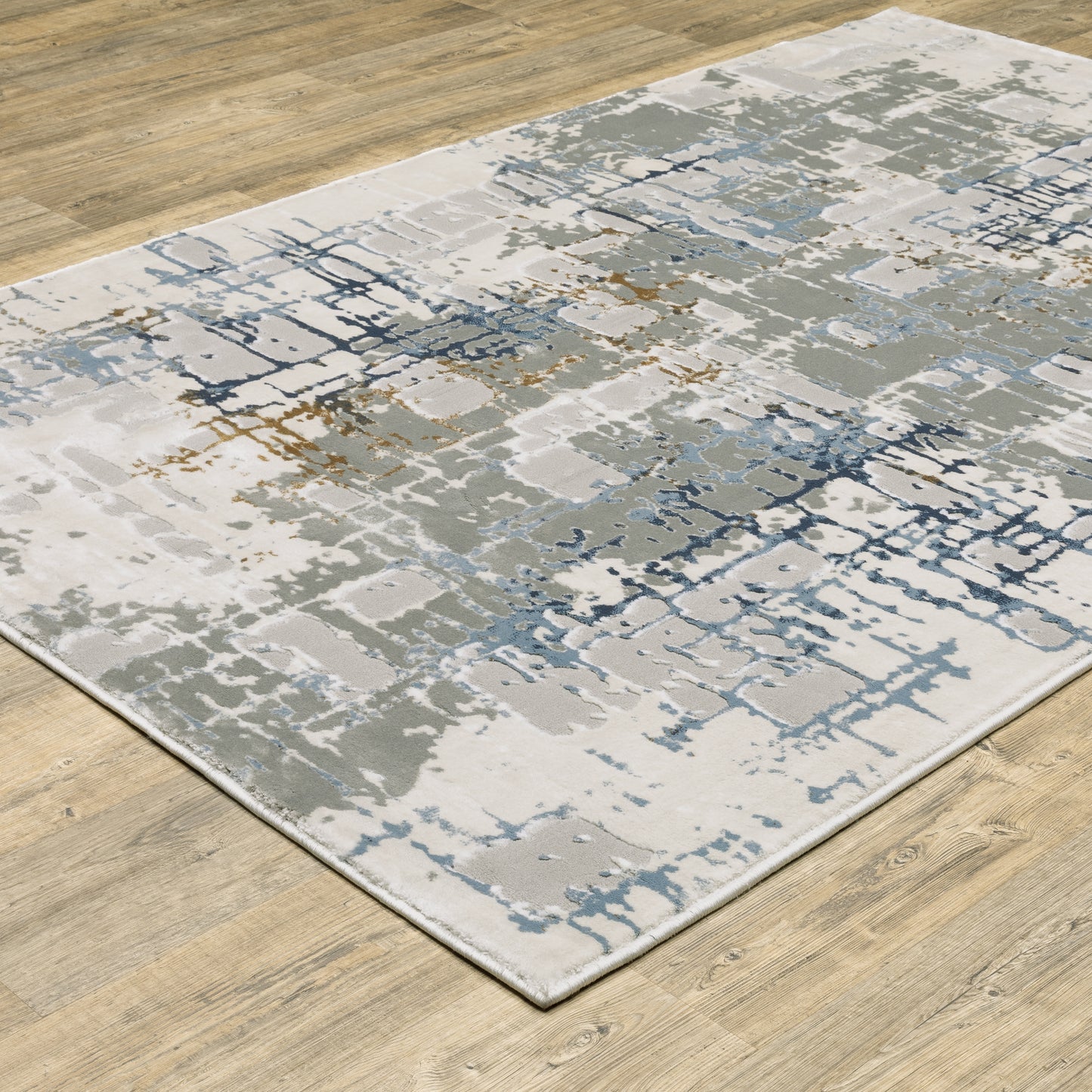 Easton Grey Blue Industrial Abstract Indoor Rug