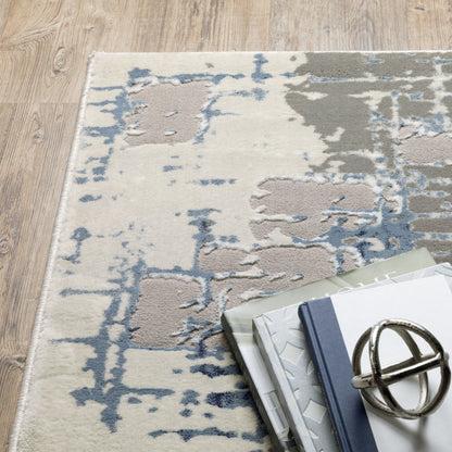 Easton Grey Blue Industrial Abstract Indoor Rug