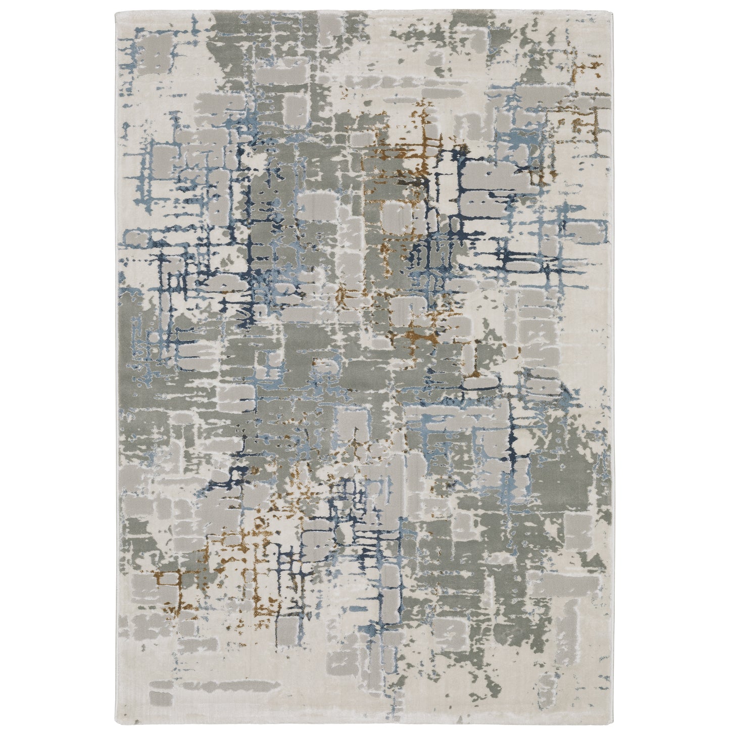 Easton Grey Blue Industrial Abstract Indoor Rug