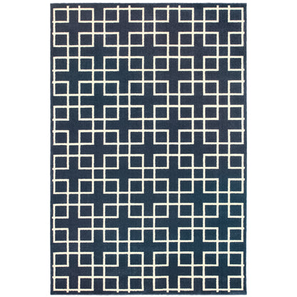 Ellerson Navy Ivory Modern & Contemporary Trellis Indoor Rug