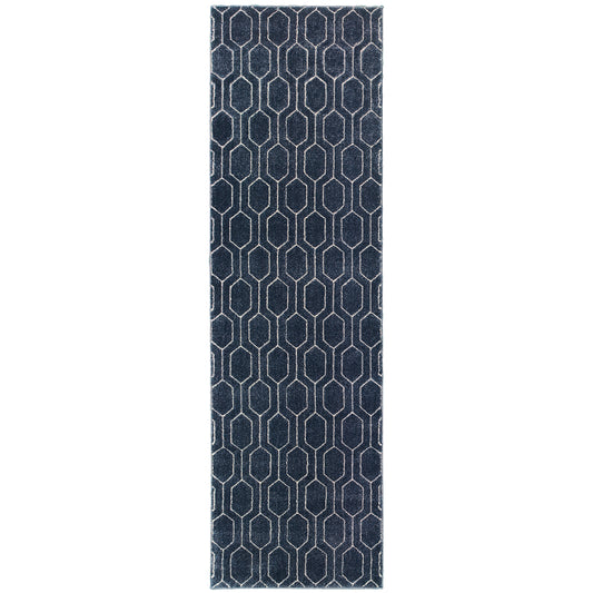 Ellerson Navy Grey Modern & Contemporary Geometric Indoor Rug