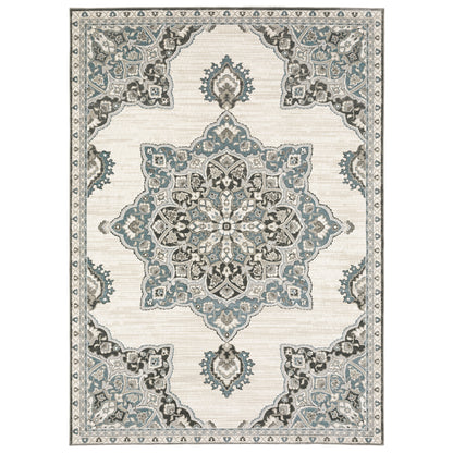 Ellington Ivory Blue Traditional Oriental Indoor Rug