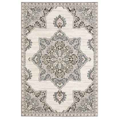 Ellington Ivory Blue Traditional Oriental Indoor Rug