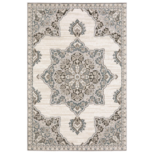 Ellington Ivory Blue Traditional Oriental Indoor Rug