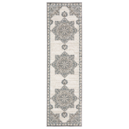 Ellington Ivory Blue Traditional Oriental Indoor Rug