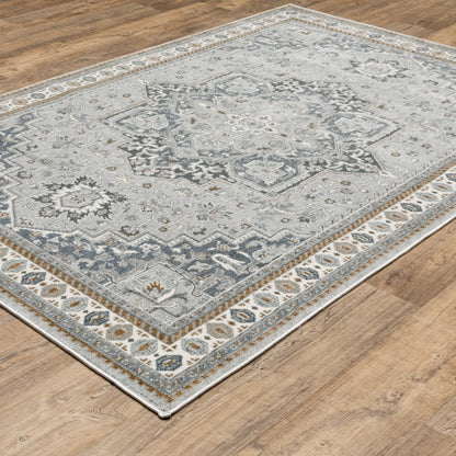 Ellington Blue Grey Traditional Oriental Indoor Rug