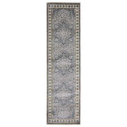 Ellington Blue Grey Traditional Oriental Indoor Rug