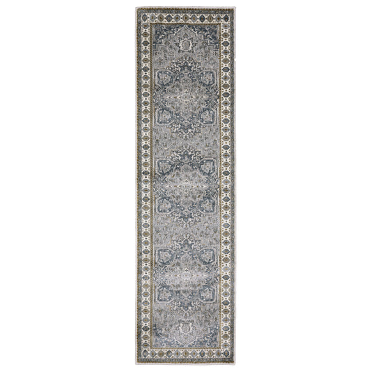 Ellington Blue Grey Traditional Oriental Indoor Rug