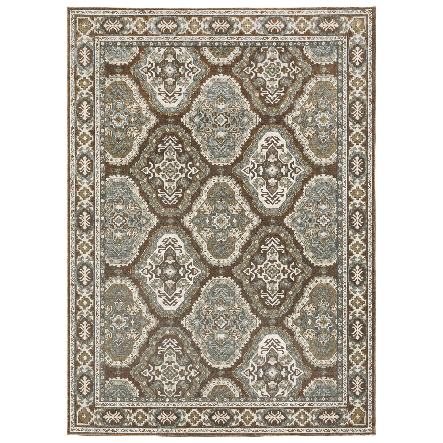 Ellington Rust Blue Traditional Oriental Indoor Rug