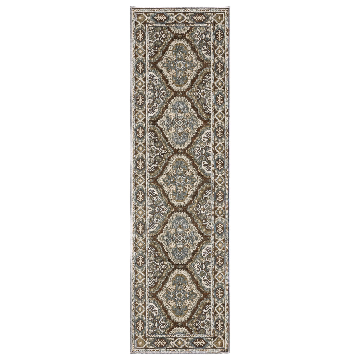 Ellington Rust Blue Traditional Oriental Indoor Rug