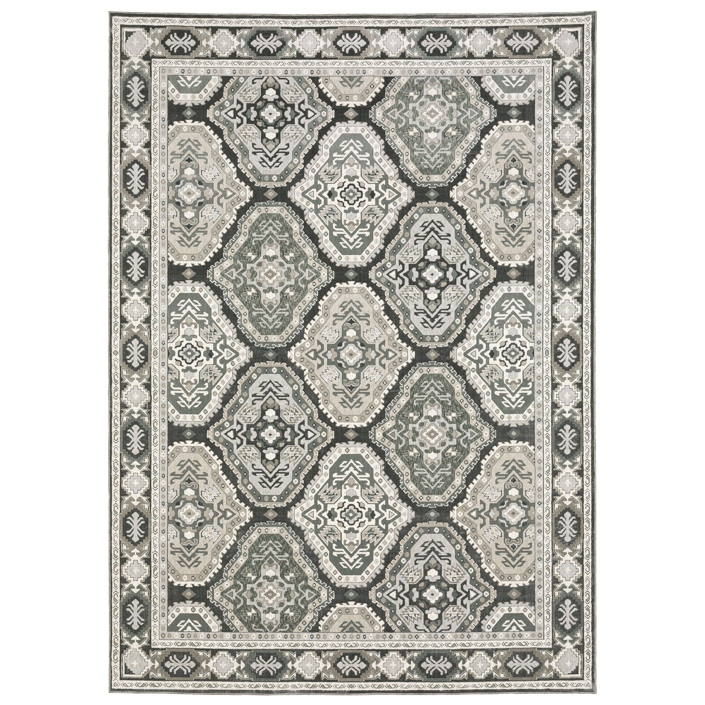 Ellington Grey Ivory Traditional Oriental Indoor Rug