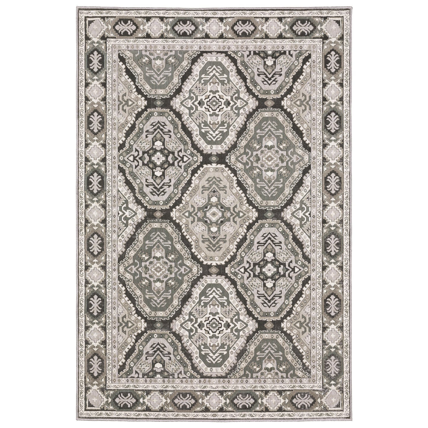 Ellington Grey Ivory Traditional Oriental Indoor Rug