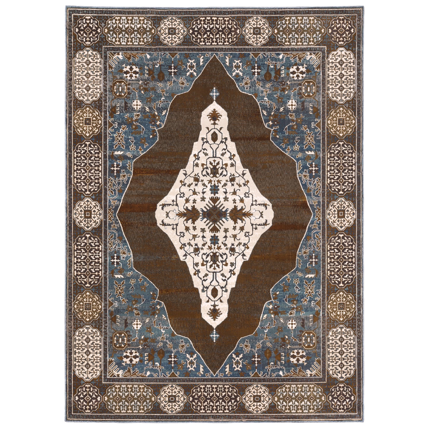 Ellington Rust Blue Traditional Oriental Indoor Rug