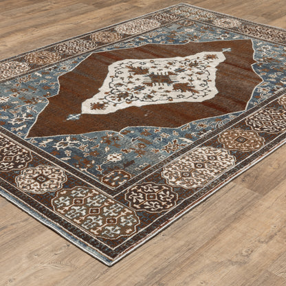 Ellington Rust Blue Traditional Oriental Indoor Rug