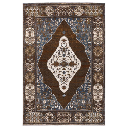 Ellington Rust Blue Traditional Oriental Indoor Rug