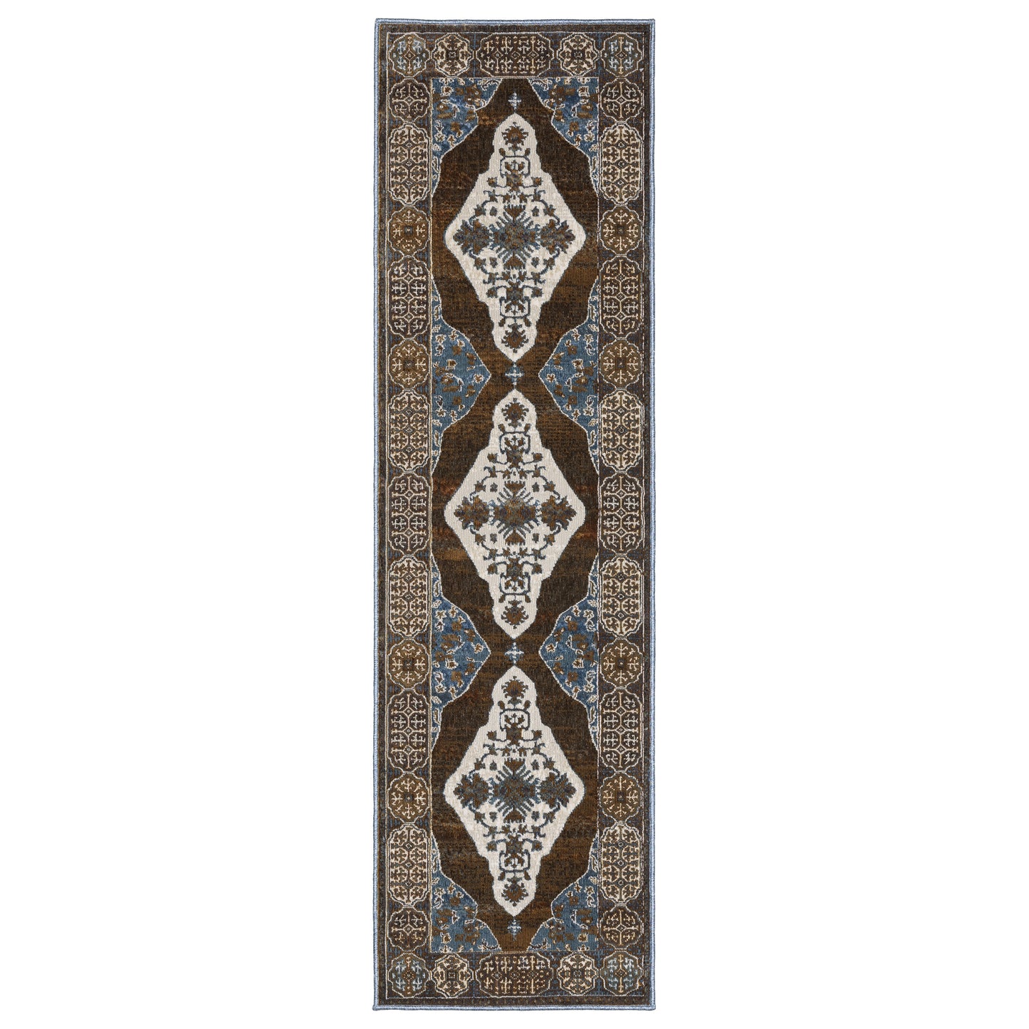 Ellington Rust Blue Traditional Oriental Indoor Rug