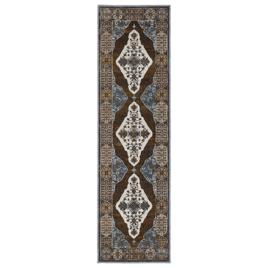 Ellington Rust Blue Traditional Oriental Indoor Rug