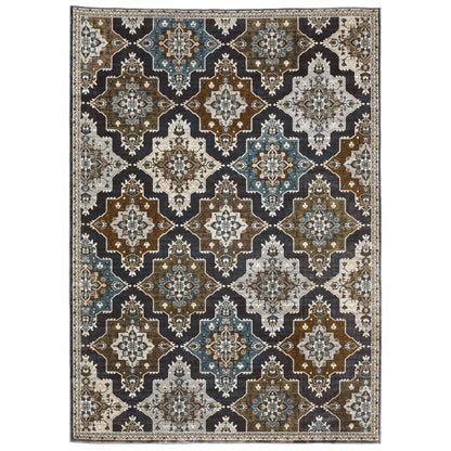 Ellington Blue Rust Traditional Oriental Indoor Rug