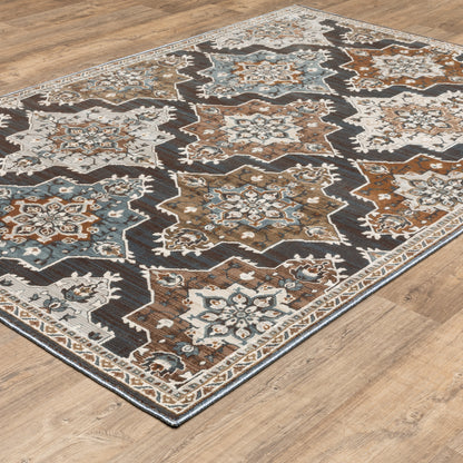 Ellington Blue Rust Traditional Oriental Indoor Rug