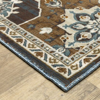 Ellington Blue Rust Traditional Oriental Indoor Rug