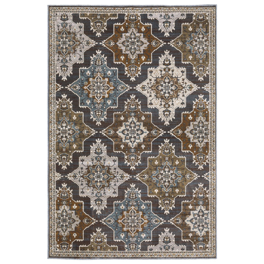 Ellington Blue Rust Traditional Oriental Indoor Rug